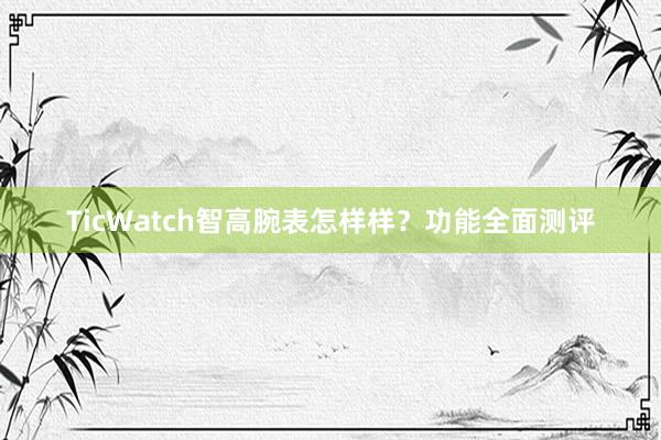 TicWatch智高腕表怎样样？功能全面测评